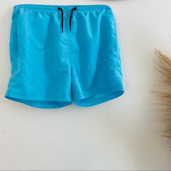 MENS PRIMARK Aqua Blue Swim Trunk Shorts Swimsuit Drawstring Bathing Suit S - Picture 1 of 5